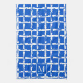 Preppy Bamboo – Koninklijk Blauw Coastmonogram Theedoek (Verticaal)