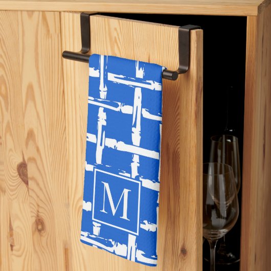 Preppy Bamboo – Koninklijk Blauw Coastmonogram Theedoek (Derde Gevouwen)