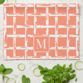 Preppy Bamboo – Koraal Kust Monogram Theedoek (Gevouwen)