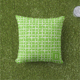Preppy Bamboo – Lime Kust Monogram Buitenkussen