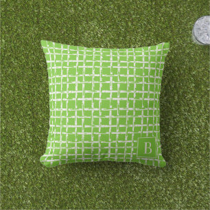 Preppy Bamboo – Lime Kust Monogram Buitenkussen