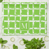 Preppy Bamboo – Lime Kust Monogram Theedoek (Gevouwen)