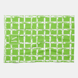 Preppy Bamboo – Lime Kust Monogram Theedoek