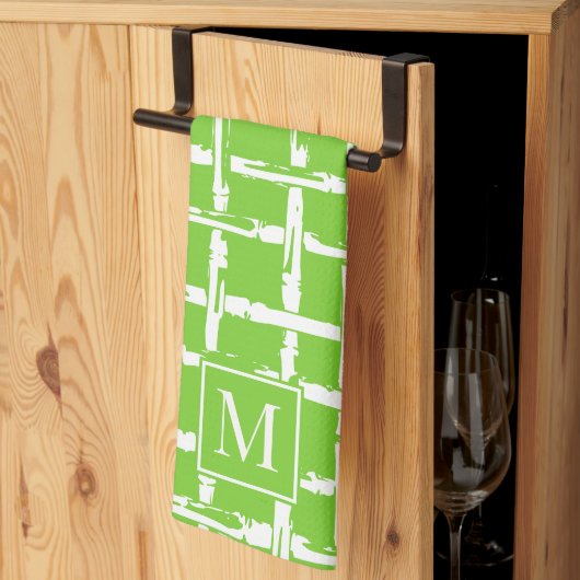 Preppy Bamboo – Lime Kust Monogram Theedoek (Derde Gevouwen)