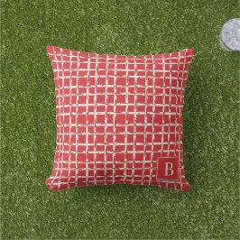 Preppy Bamboo – Rode Kust Monogram Buitenkussen