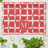 Preppy Bamboo – Rode Kust Monogram Theedoek (Gevouwen)
