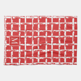 Preppy Bamboo – Rode Kust Monogram Theedoek