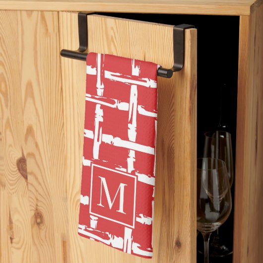 Preppy Bamboo – Rode Kust Monogram Theedoek (Derde Gevouwen)