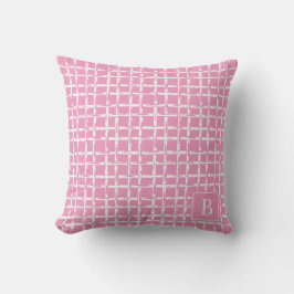 Preppy Bamboo – Roze Kust Monogram  Buitenkussen