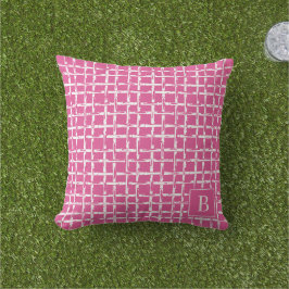 Preppy Bamboo – Roze Kust Monogram Buitenkussen