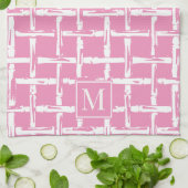 Preppy Bamboo – Roze Kust Monogram Theedoek (Gevouwen)
