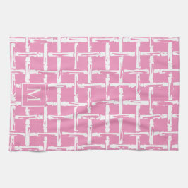 Preppy Bamboo – Roze Kust Monogram Theedoek