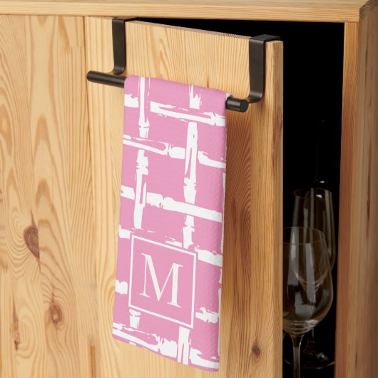 Preppy Bamboo – Roze Kust Monogram Theedoek (Derde Gevouwen)