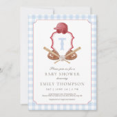 Preppy Baseball Crest Baby shower Uitnodiging (Voorkant)