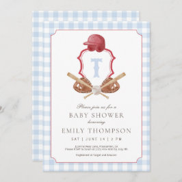 Preppy Baseball Crest Baby shower Uitnodiging
