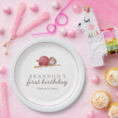 Preppy Baseball First Birthday Elegant Party Papieren Bordje (Feest)