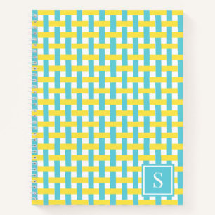 Preppy Basket Weave – Geel & Turkoois Monogram Notitieboek