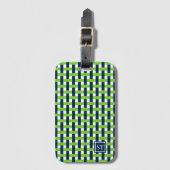 Preppy Basket Weave – Navy & Groen Monogram Bagagelabel (Voorkant (verticaal))
