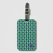 Preppy Basket Weave – Navy & Groen Monogram Bagagelabel (Voorkant (verticaal))