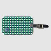 Preppy Basket Weave – Navy & Groen Monogram Bagagelabel (Voorkant (horizontaal))