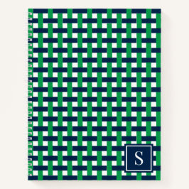 Preppy Basket Weave – Navy & Groen Monogram Notitieboek