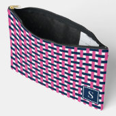 Preppy Basket Weave – Navy & Hot Pink Monogram Etui (Open)