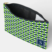 Preppy Basket Weave – Navy & Lime Monogram Etui (Open)