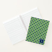 Preppy Basket Weave – Navy & Lime Monogram Notitieboek (Binnen)