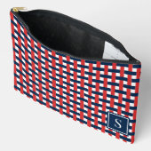Preppy Basket Weave – Navy & Red Monogram Etui (Open)
