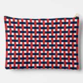 Preppy Basket Weave – Navy & Red Monogram Etui (Achterkant)