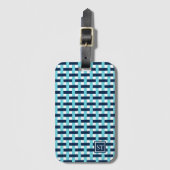 Preppy Basket Weave – Navy & Turquoise Monogram Bagagelabel (Voorkant (verticaal))