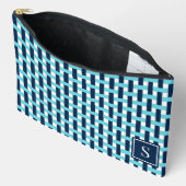 Preppy Basket Weave – Navy & Turquoise Monogram Etui (Open)