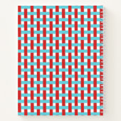 Preppy Basket Weave – Rode & Turquoise Monogram Notitieboek (Achterkant)