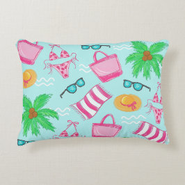 Preppy Beach Bikini Towel Palm Tree Bag Accent Kussen