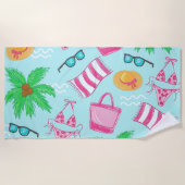Preppy Beach Bikini Towel Palm Tree Beach Strandlaken (Voorkant)