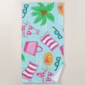 Preppy Beach Bikini Towel Palm Tree Beach Strandlaken (Voorkant)