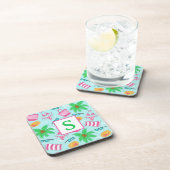Preppy Beach Bikini Towel Palm Tree Initiaal Bier Onderzetter (Rechterzijde)