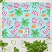 Preppy Beach Coastal Monogram Blauw Theedoek (Gevouwen)