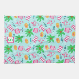 Preppy Beach Coastal Monogram Blauw Theedoek