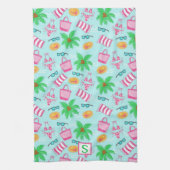 Preppy Beach Coastal Monogram Blauw Theedoek (Verticaal)