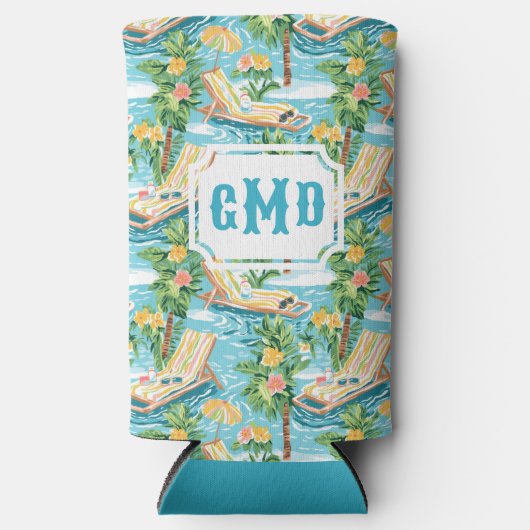 Preppy Beach Lounger | Monogram Seltzer Blikjeskoeler (Voorkant)