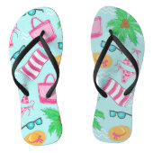 Preppy Beach Scene Coastal Bikini Palm Tree Teenslippers (Voetbed)