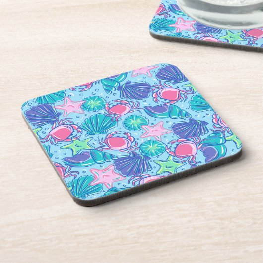 Preppy Beach Shell Crab Bier Onderzetter (Linkerzijde)