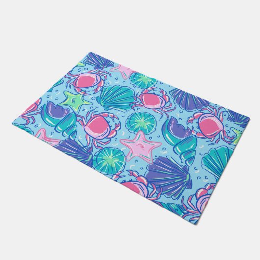 Preppy Beach Shell Crab Deurmat (Schuin)
