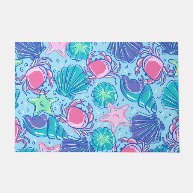 Preppy Beach Shell Crab Deurmat (Voorkant)