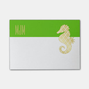 Preppy Beach Tropical Seahorse Green Post-it® Notes