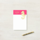 Preppy Beach Tropical Seahorse roze Post-it® Notes (Op bureau)