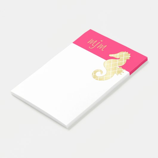 Preppy Beach Tropical Seahorse roze Post-it® Notes (Schuin)