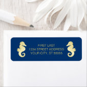 Preppy Beach Zeepaardje Marine Gouden Bruiloft Etiket (Insitu)