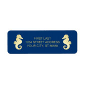 Preppy Beach Zeepaardje Marine Gouden Bruiloft Etiket (Voorkant)
